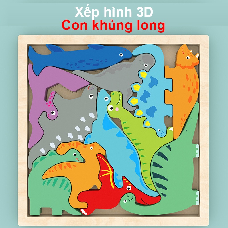 Đồ chơi xếp hình động vật, đồ chơi lắp ráp, ghép hình bằng gỗ giúp bé phát triển khả năng thị giác và tư duy hình ảnh