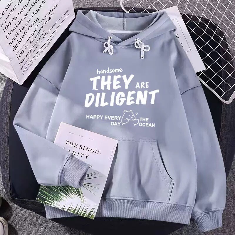 Áo hoodie nỉ mũ they diligen, Áo nỉ Unisex from rộng, Chất nỉ ấm mặc không xù, thiết kế phong cách - MODY