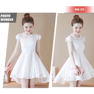 Váy đầm Ren đuôi tôm trắng, kiểu dáng trẻ trung, tôn dáng mã v20