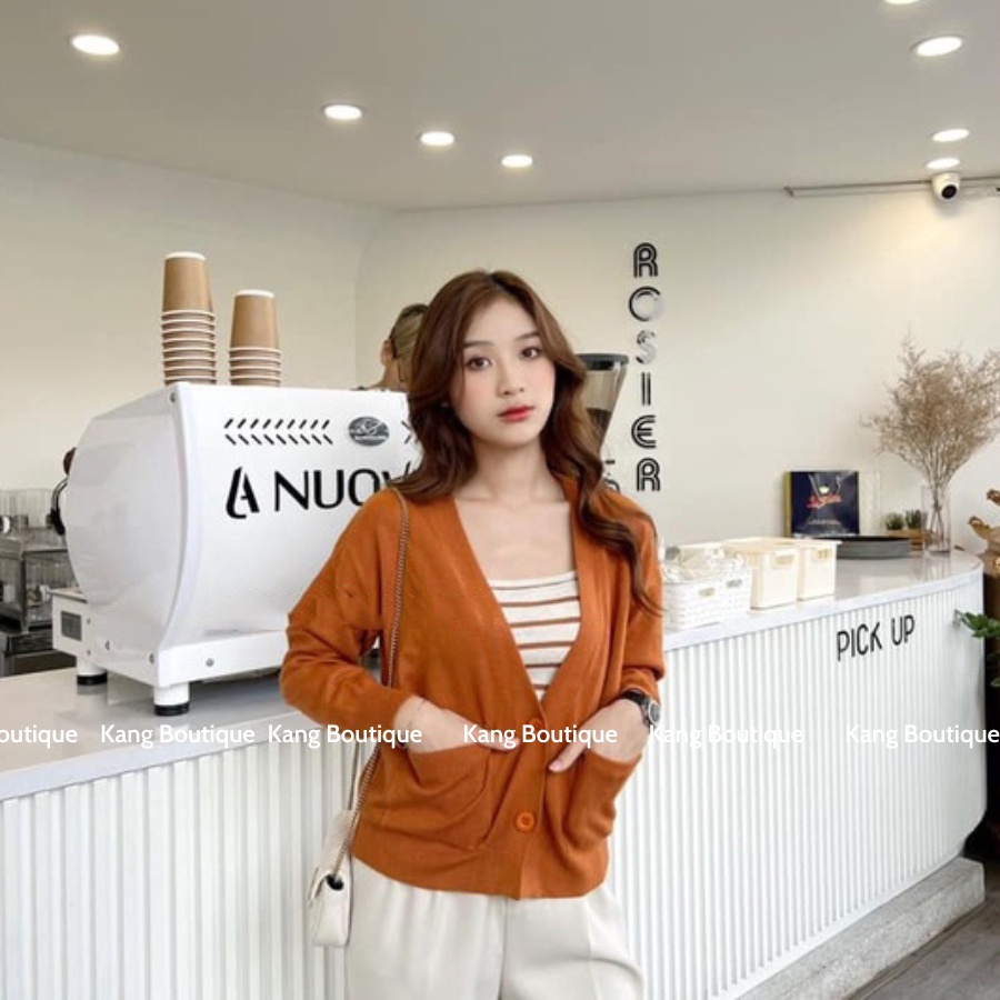 Áo Cardigan Len Quảng Châu Siêu Mịn Áo Khoác Len FORM RỘNG 2 cúc Phong Cách Ulzzang Hàn Quốc Kang Boutique Mã AL009