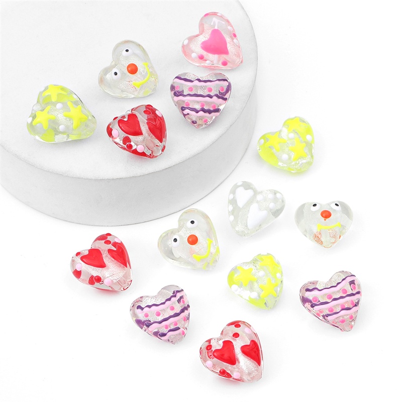 Túi Hạt Thủy Tinh Trong Suốt Hình Trái Tim 20X20mm Tự Vẽ Trang Trí Đồ Trang Sức