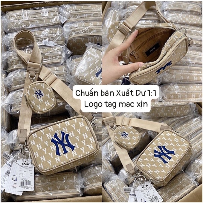 Túi đeo chéo M.LB chữ nhật size 18 dây vải bản to Jacquard monogram hàng chuẩn