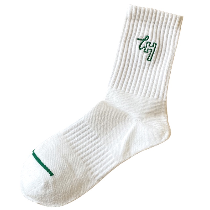 Vớ Cotton Thể Thao Màu Trơn Thêu Họa Tiết Thời Trang Thu Đông Phong Cách Mới Cho Nam