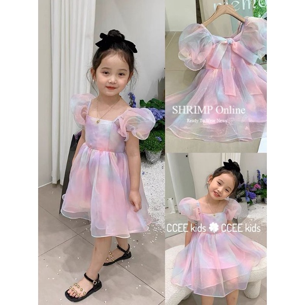 Váy tơ 7 màu bồng bềnh cho bé gái tại Angiakids