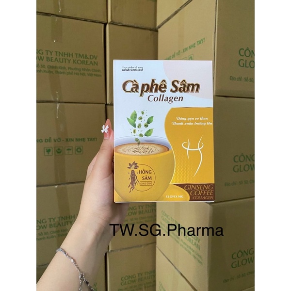 Cà Phê Sâm Collagen Giảm Mỡ Đẹp Da Chống Lão Hoá, Cân Bằng Nội Tiết Tố Hộp 12 gói.