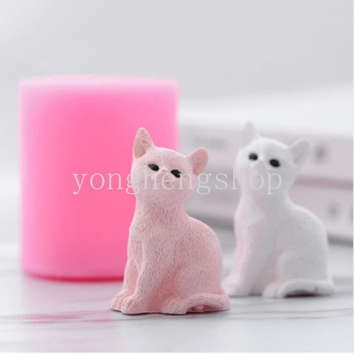 Khuôn Silicon Làm Kẹo Đường Hình Mèo 3D Dễ Thương