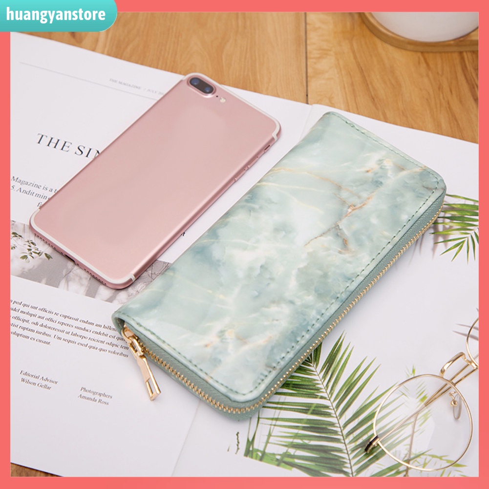 HY/ Ví Nữ Dáng Dài Họa Tiết Đá Cẩm Thạch Thời Trang