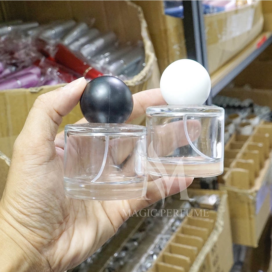 Chai lọ đụng nước hoa thủy tinh trụ ngắn nắp tròn 50ml dạng xịt phun sương