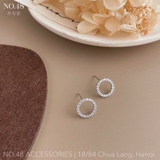 Khuyên tai bạc s925 bông tai nữ vòng tròn nhỏ đính đá mã 3229