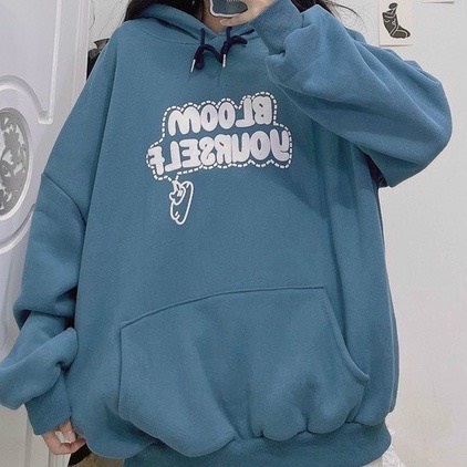 Áo hoodie chất nỉ bông in chữ Blôm nổi phồng mới nhất