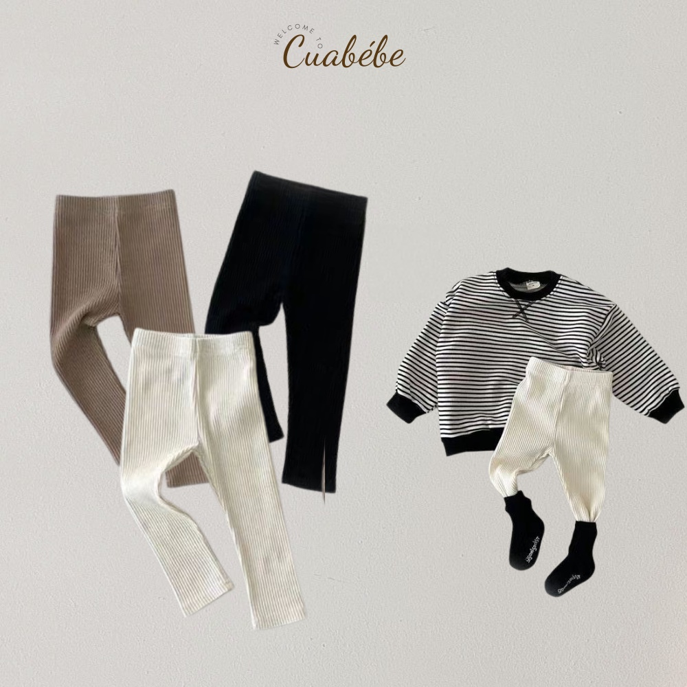 Quần legging trơn giữ ấm cho bé, quần tất không bàn, quần thu đông cho bé chất len tăm co dãn bốn chiều QCCC Cuabebe