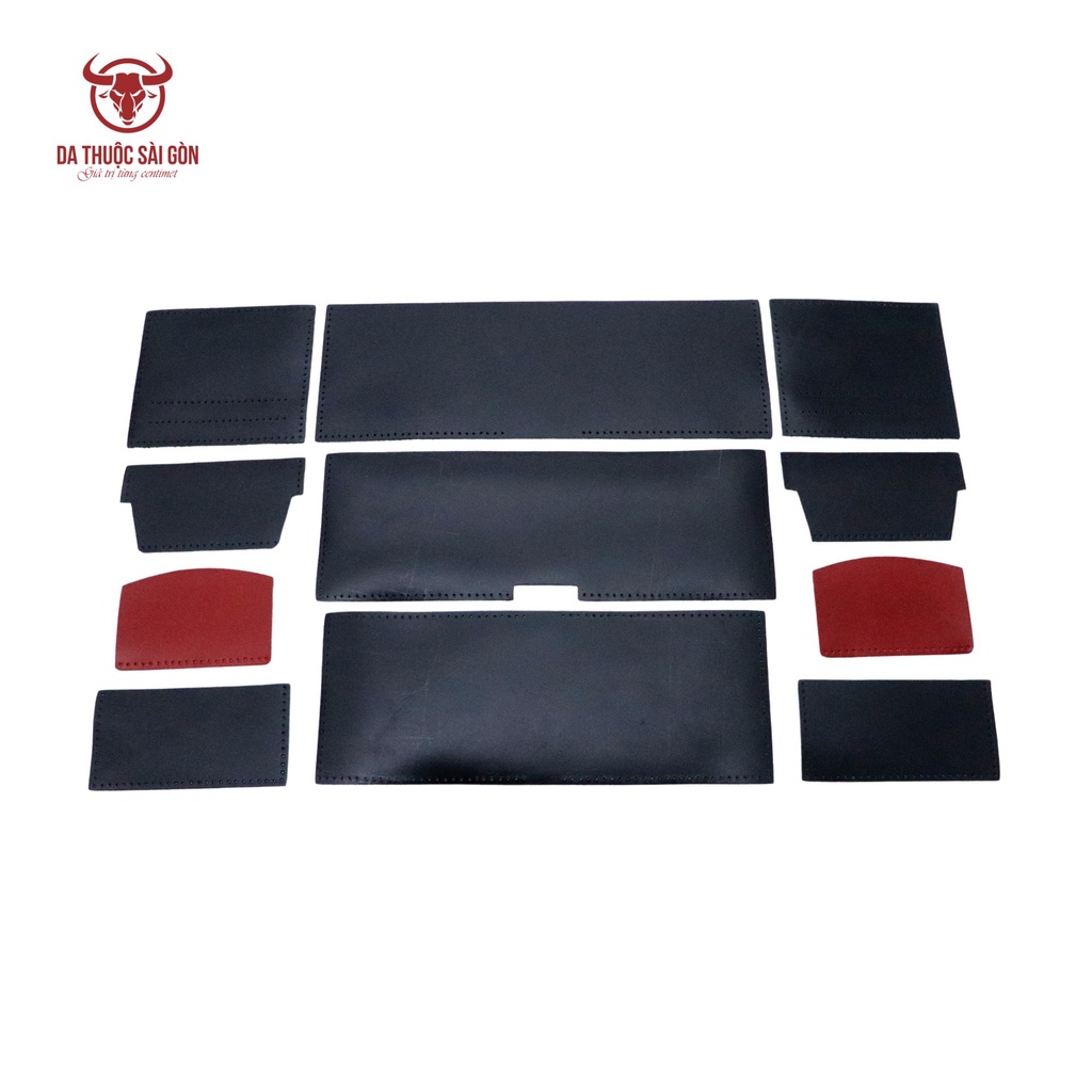 Set nguyên liệu may ví da handmade đã lạng mỏng và đục lỗ sẵn - Da Thuộc Sài Gòn - MSP: B08
