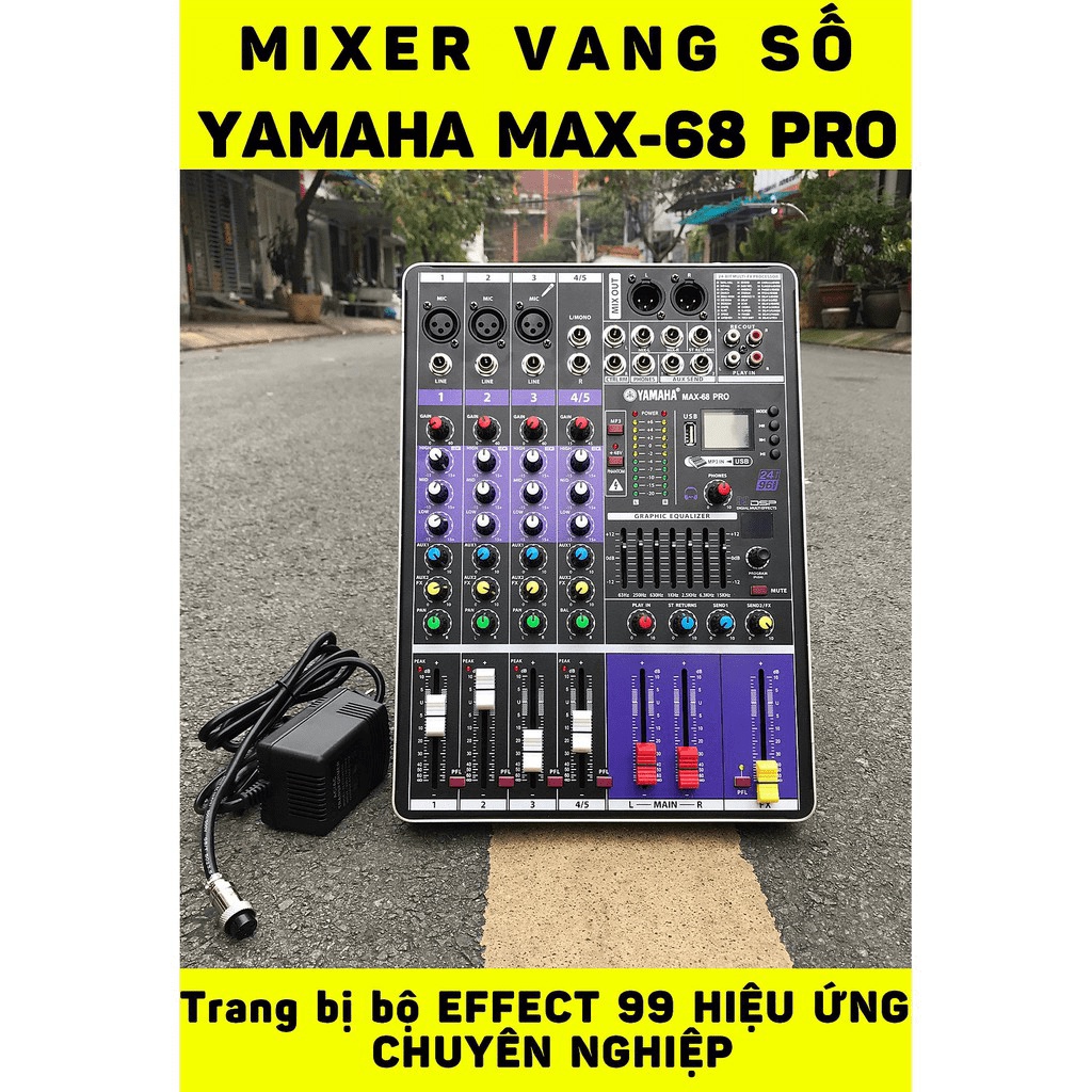 Combo thu âm livestream chuyên nghiệp karaoke cao cấp mixer Max 68 Pro và micro Max 56 bộ 2 mic không dây
