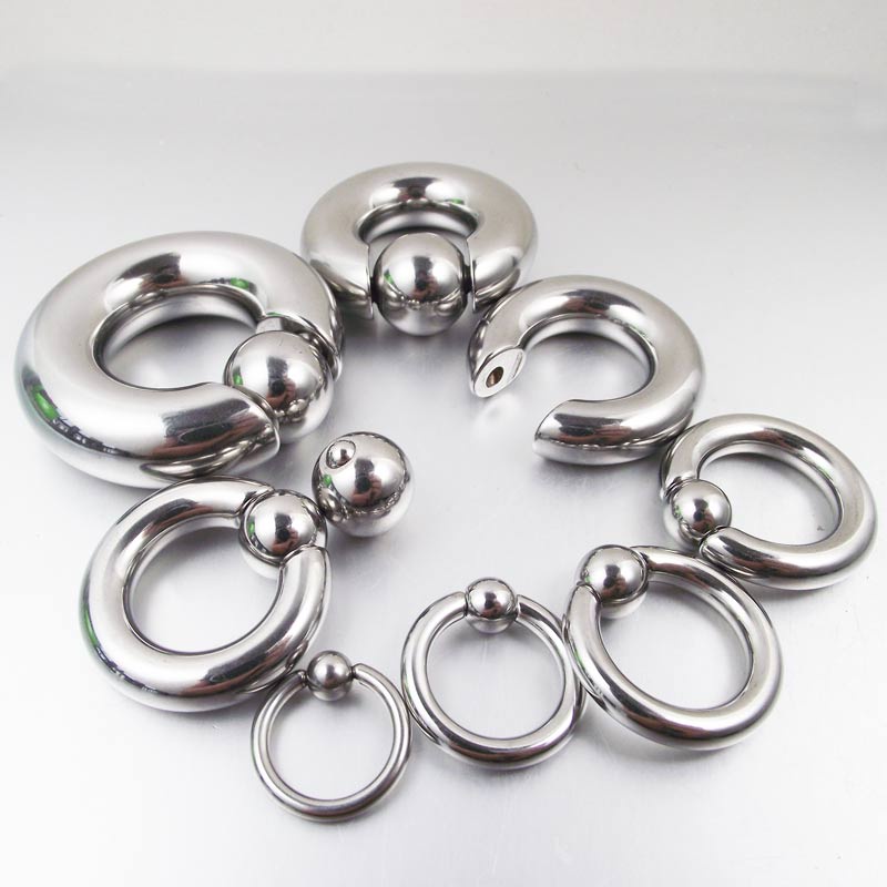 Khuyên vòng đính viên bi cao cấp size to thép y tế không gỉ CT0010