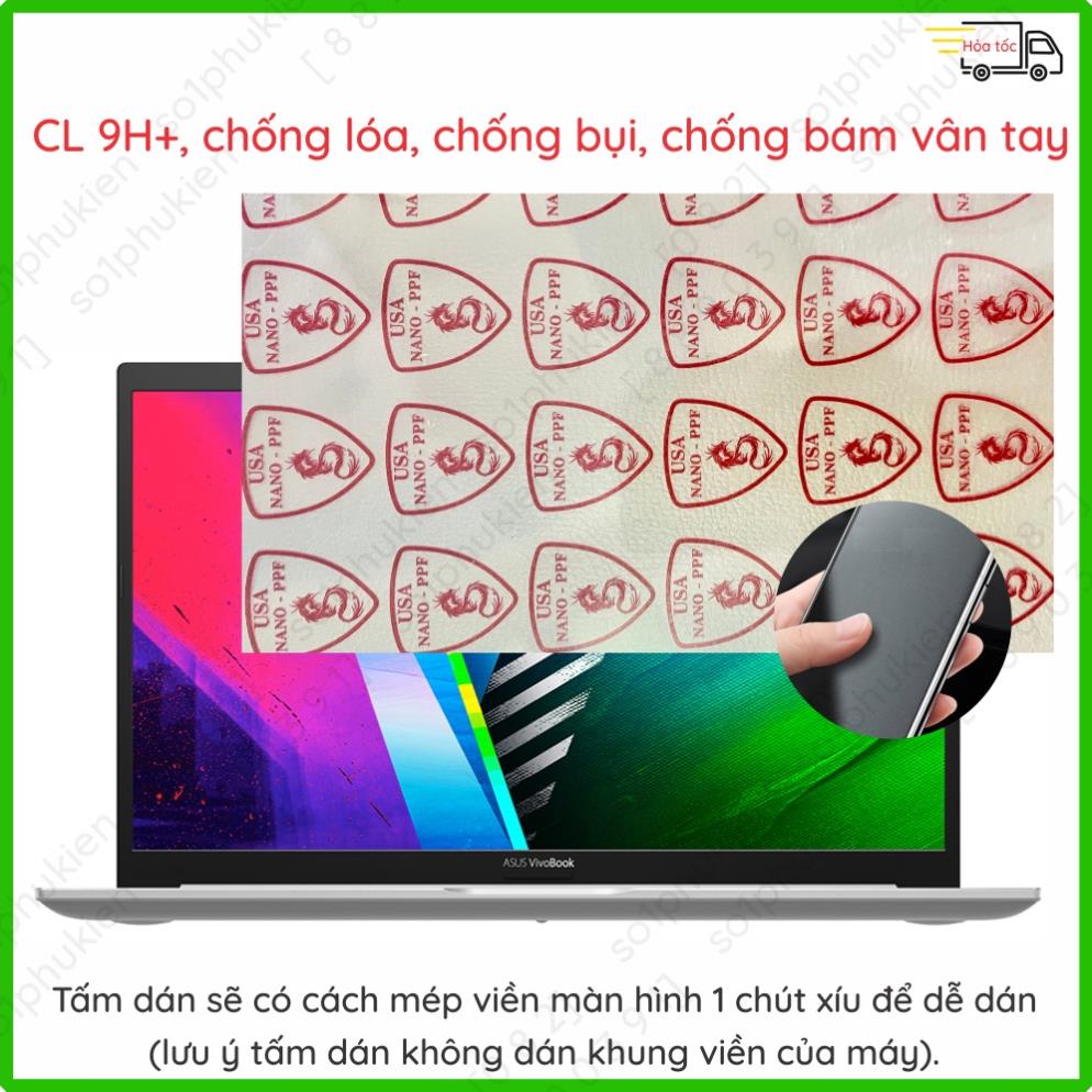 Dán màn hình laptop Asus VivoBook A515EA/ VivoBook 15X A1503ZA - 15.6 inch cường lực siêu mỏng nano trong suốt, nhám
