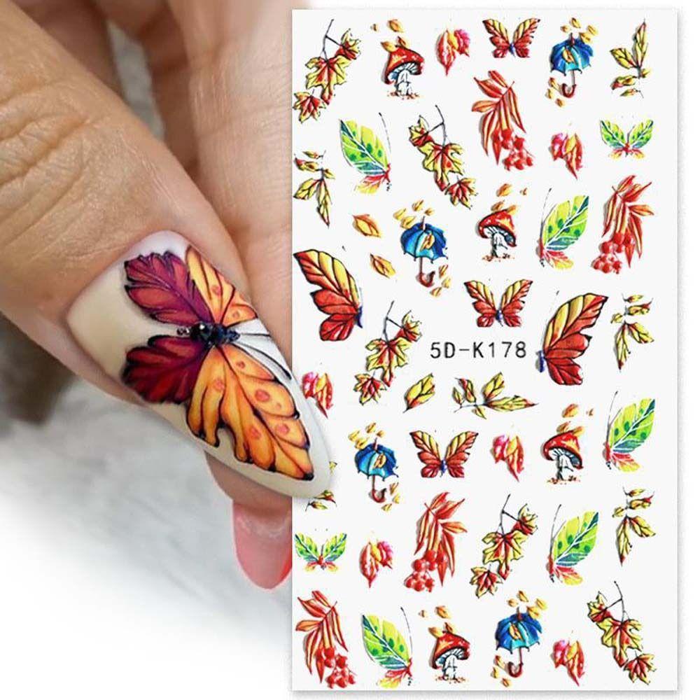 Set 26 Miếng Dán Trang Trí Móng Tay Hình Trái Tim Bướm Thời Trang Mùa Thu Dành Cho Nữ