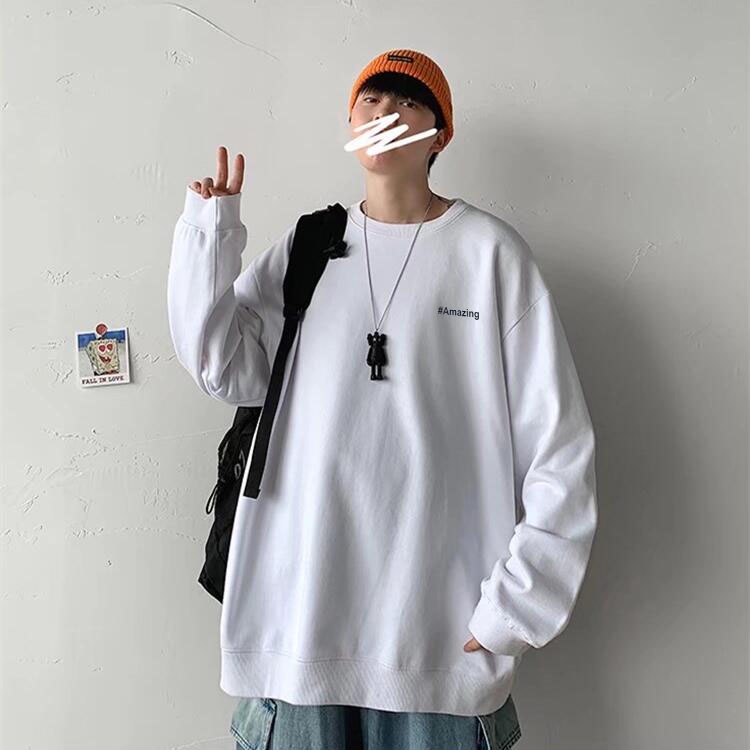 Áo sweater Unisex Cổ Tròn Tay Dài In Chữ Thời Trang Hàn Quốc size Lớn M-8XL