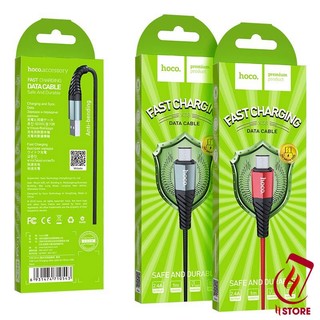 Cáp sạc nhanh dây dù usb Micro androi ss,op... hoco X38 2.4a chống gẫy gập dài 1m đen/đỏ