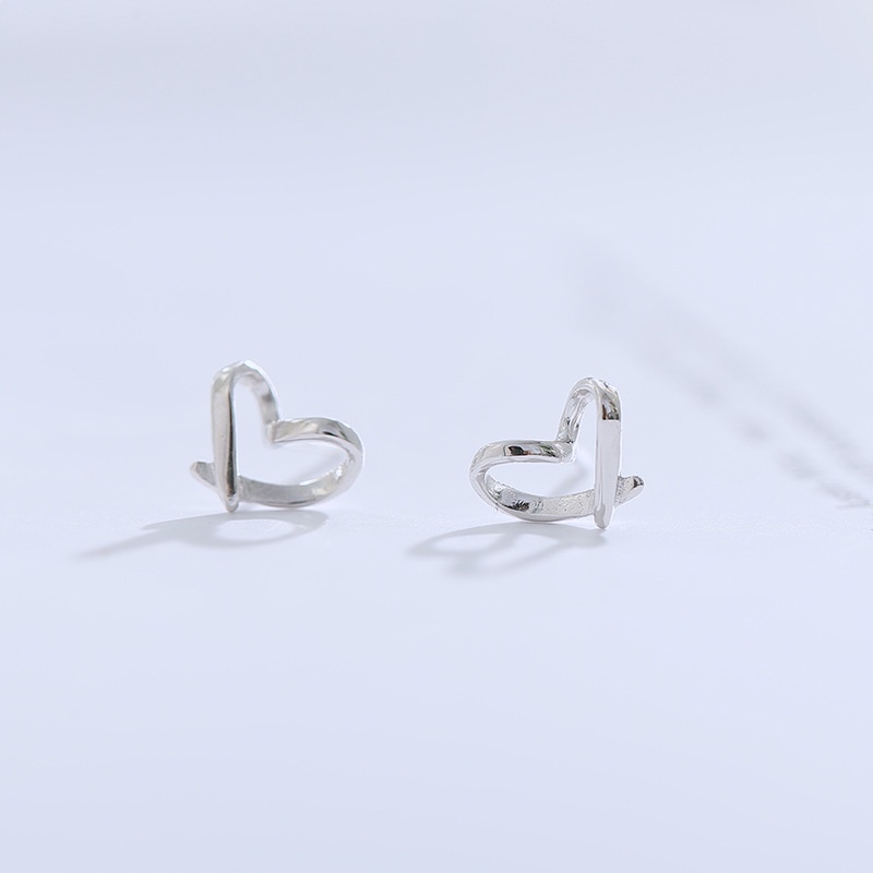 Bông Tai Mạ Bạc 925 Hình Trái Tim Đơn Giản Phong Cách Hàn Quốc Cho Nữ