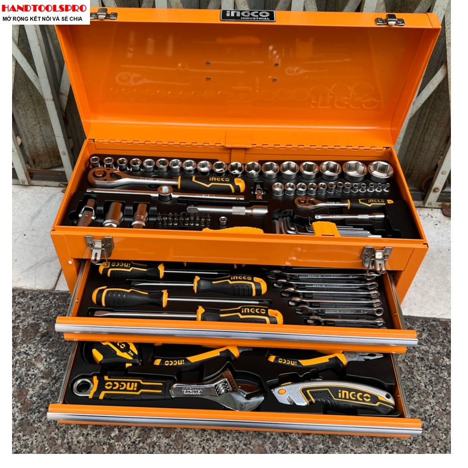 Bộ thùng đồ nghề 3 ngăn 97 chi tiết Ingco HTCS220971( sửa ô tô và xe máy)