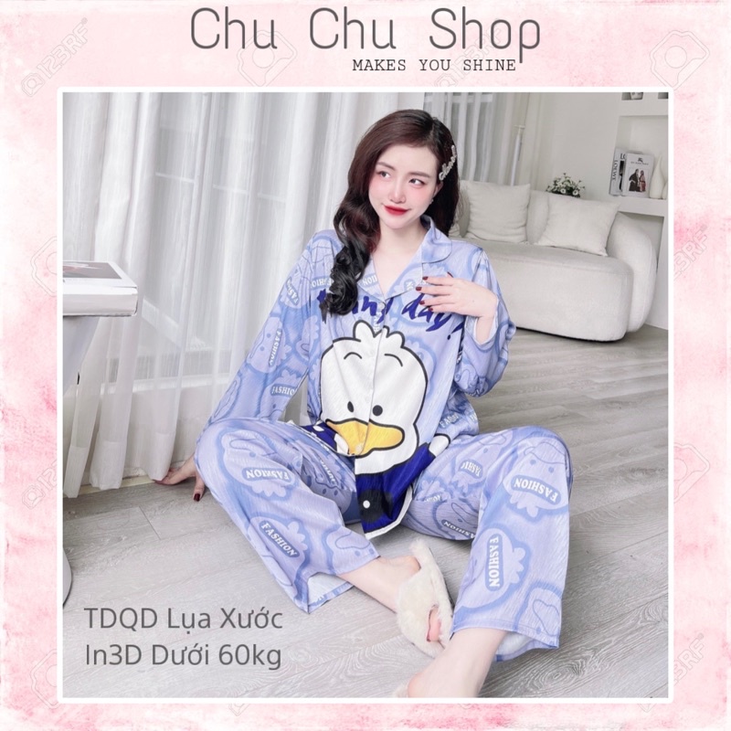 Đồ Bộ Mặc Nhà Đồ Ngủ Pijama Tay Dài Lụa Cao Cấp Size Dưới 60kg _Hoả Tốc HCM