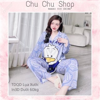 Đồ bộ mặc nhà đồ ngủ pijama tay dài lụa cao cấp size dưới 60kg _hoả tốc hcm