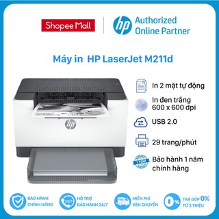 Máy in hp laser 2 mặt trắng đen hp laserjet m 211d 9yf82a, đảo mặt tự động - chính hãng