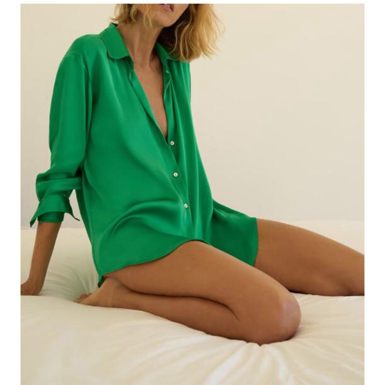 ZARA Áo Sơ Mi Lụa satin Kết Cấu Mới Mùa Hè TRAF ZARA7969046 8741024