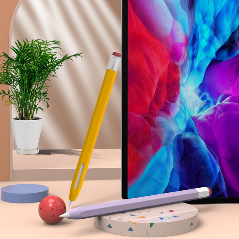 Ốp/Case Silicon Pencil 2 Kiểu Bút Chì Đẹp cổ điển vintage Chống Bẩn, Chống Trầy, Có Thể Sạc Mà Không Cần Tháo Ốp