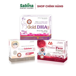 COMBO 3 hộp Sắt Chela-Ferr Forte 14,4g + Gold DHA 25,35g+ Canxi Chela