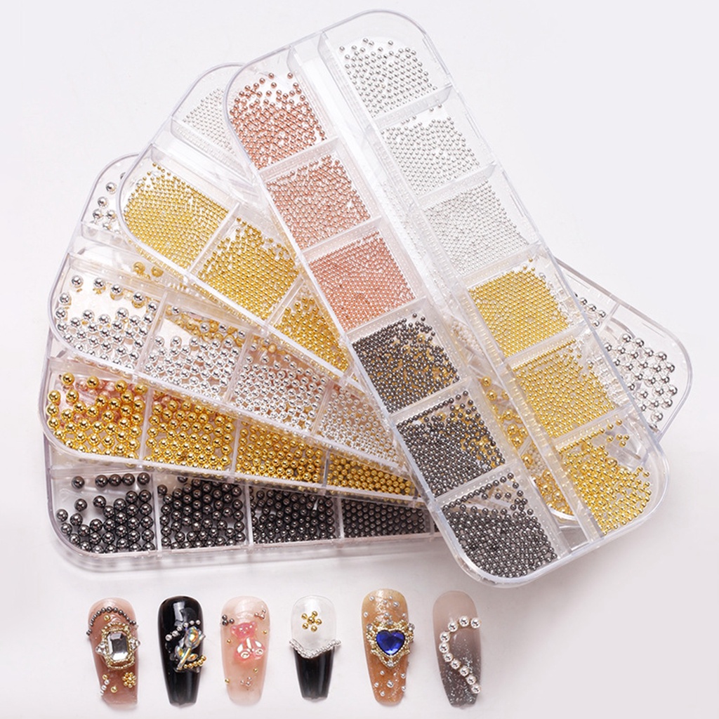 1 Hộp 1 Hộp Hạt Thép Bóng Ba Chiều Dùng Trang Trí Móng Tay Nghệ Thuật DIY