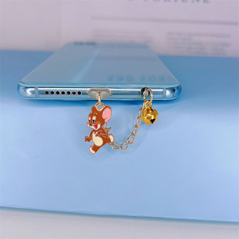 Nút Cắm Cổng Sạc / Tai Nghe Điện Thoại Chống Bụi Hình Mèo Và Chuột Hoạt Hình Dễ Thương Diy