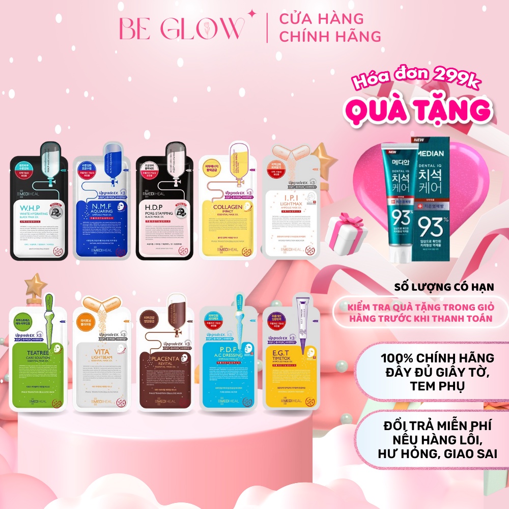 Mặt nạ giấy Mediheal Essential Mask EX giúp dưỡng ẩm, sáng da và phục hồi da 25ml - Be Glow Beauty