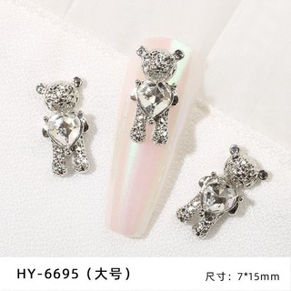 Charm gấu ôm đá  đính móng
