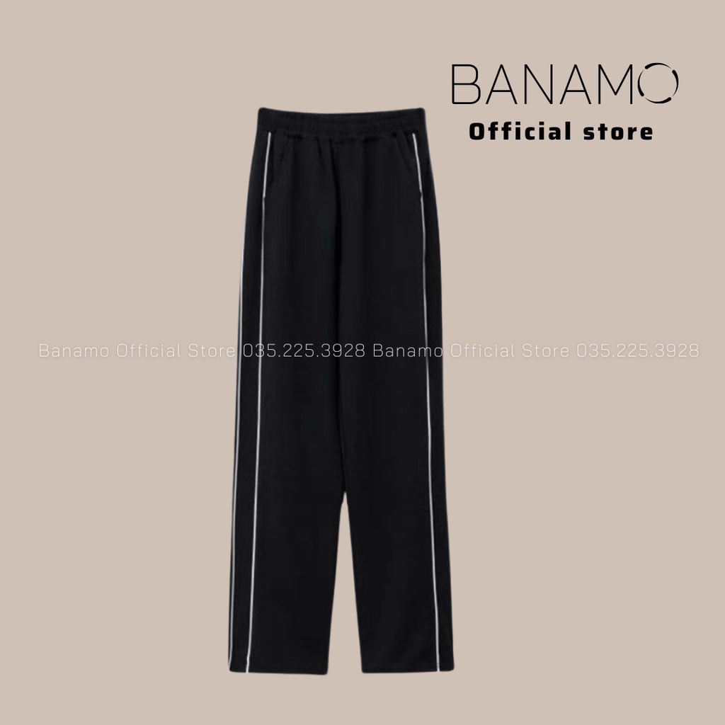 Quần Jogger 2 Sọc Form Ống Rộng Để Suông Hoặc Rút Dây Bo Gấu Vải Mịn Mềm Mát Thời Trang BANAMO Fashion 904