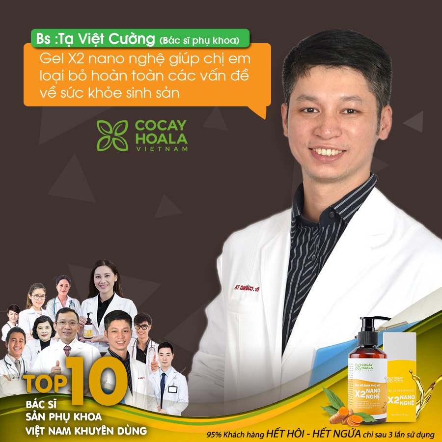 Dung dịch vệ sinh phụ nữ cocayhoala Gel X2 Nano Nghệ Đào làm sạch, giảm ngứa vùng nhạy cảm
