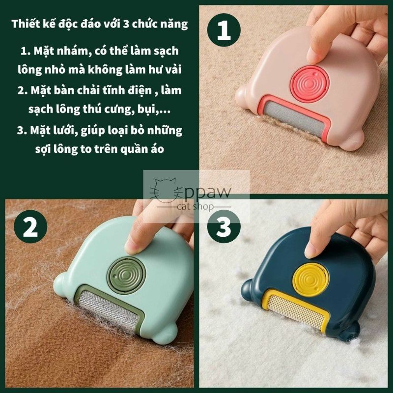 Cây Lăn Loại Bỏ Tóc Và Lông Dính Trên Quần Áo 3 Trong 1 Tiện Dụng