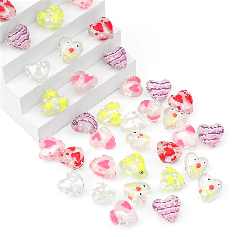 Túi Hạt Thủy Tinh Trong Suốt Hình Trái Tim 20X20mm Tự Vẽ Trang Trí Đồ Trang Sức