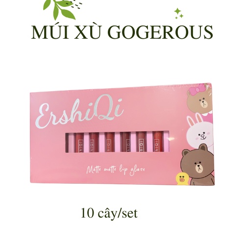 Set son Múi Xù chính hãng Ershiqi son môi lâu trôi 10 cây