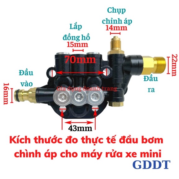 Đầu bơm máy rửa xe mini chỉnh áp lực MADIKA