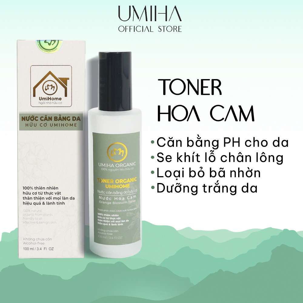 Nước cân bằng da Hoa Cam hữu cơ UMIHOME 50/100ml giúp sạch bã nhờn, se khít lỗ chân lông, cân bằng độ pH cho da