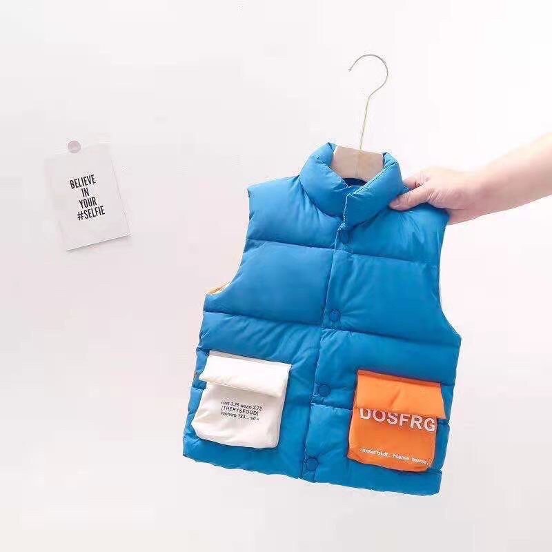 Áo phao ghi Lê phối túi vuông cho bé trai 12-30kg