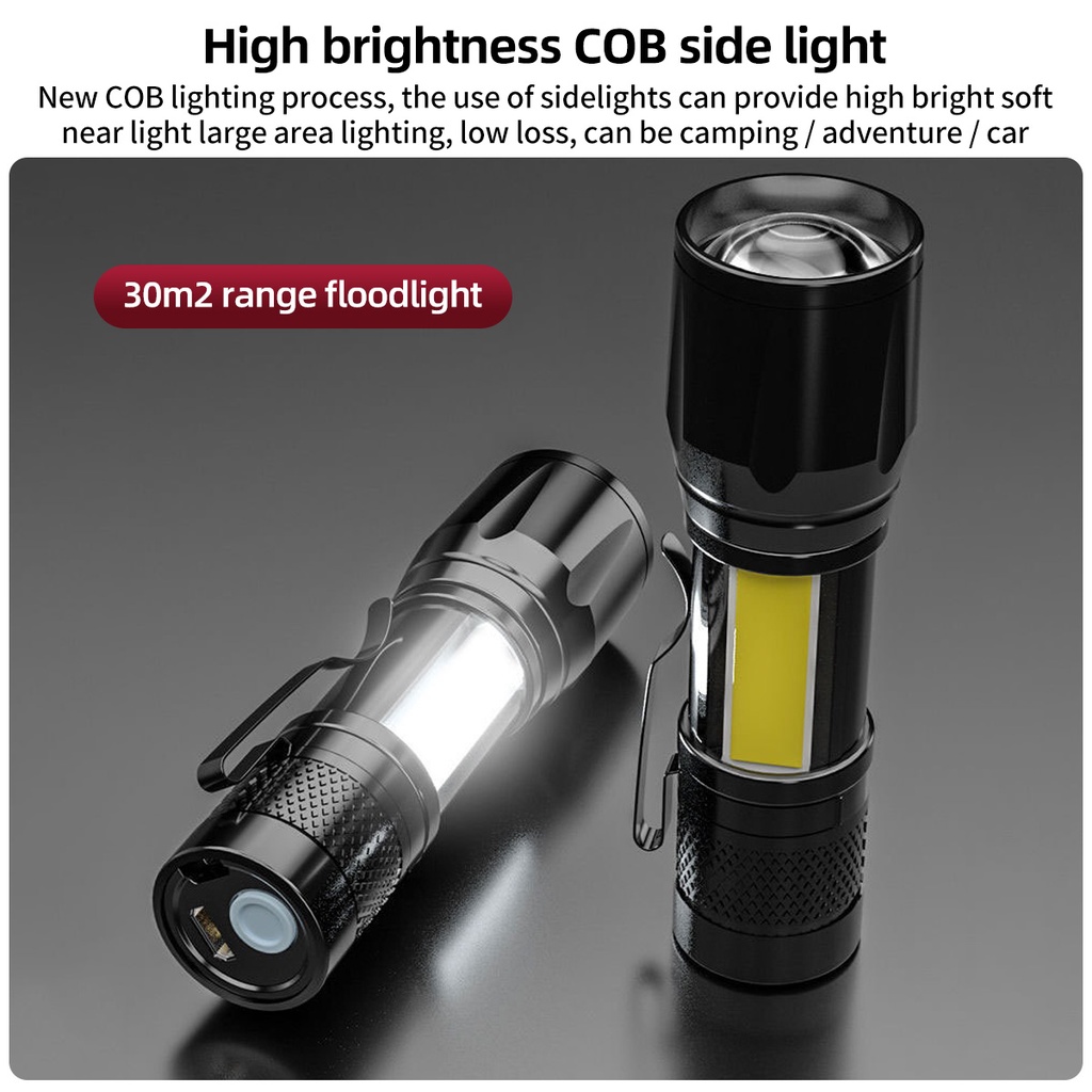 Đèn pin LED FONKEN mini công suất cao chống nước có thể sạc lại tiện dụng