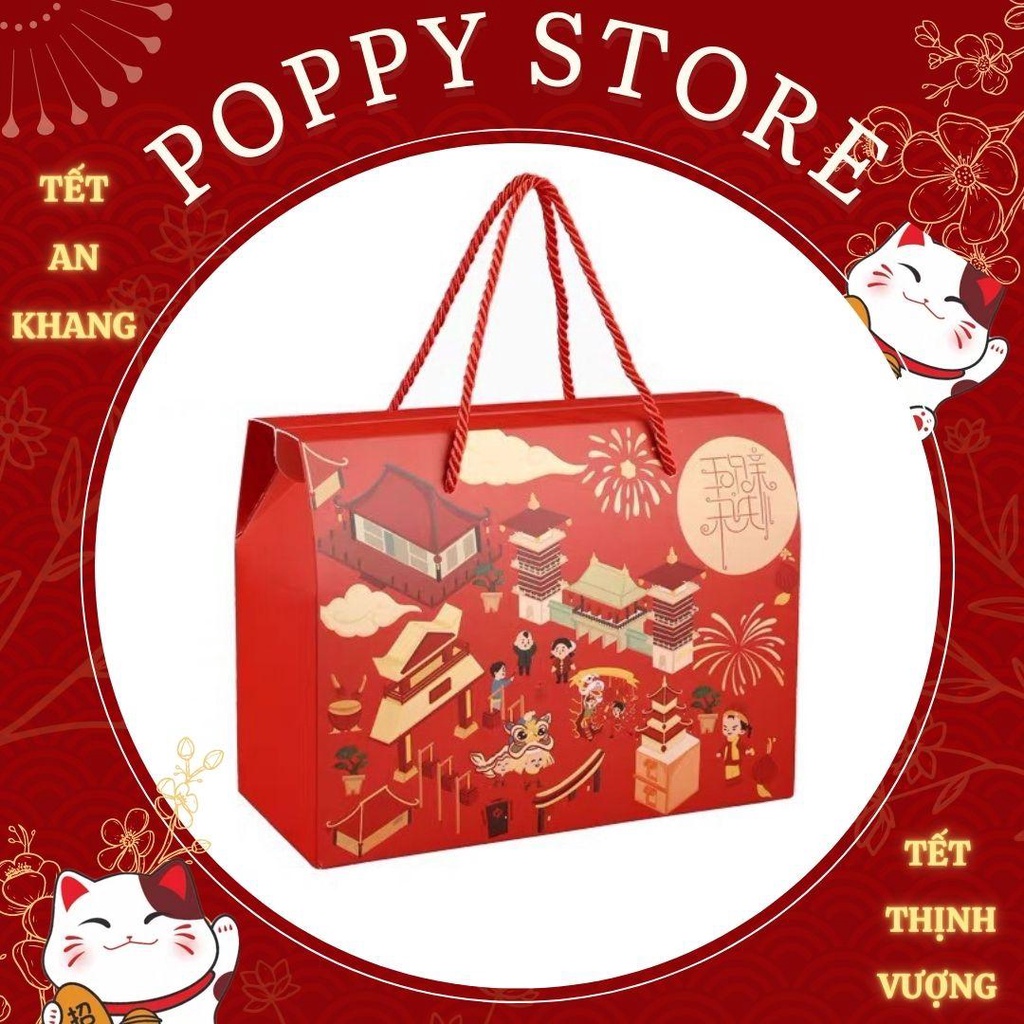 Hộp đựng bánh, kẹo, hộp giấy đựng thực phẩm, đựng quà tết, hộp tết , túi đựng quà tết - POPPY STORE