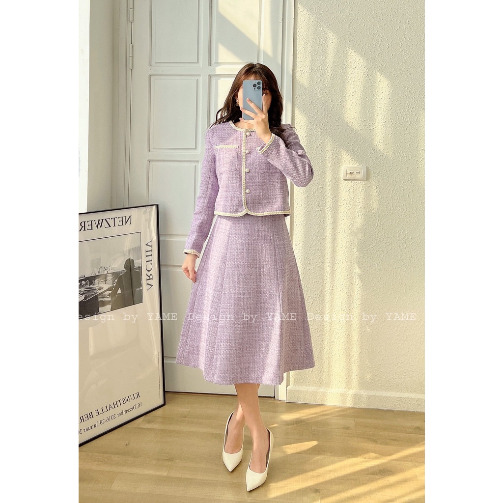 Set dạ tweet 2 lớp màu tím AS758 Zeed tím YAME