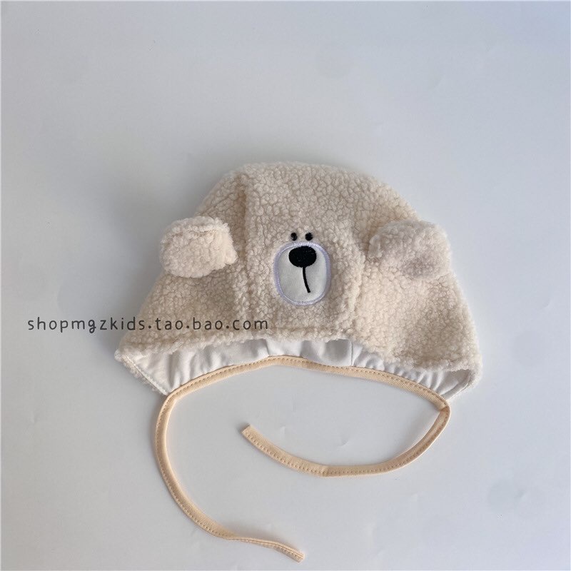 Mũ lông cừu tai gấu cho bé 6-12 tháng