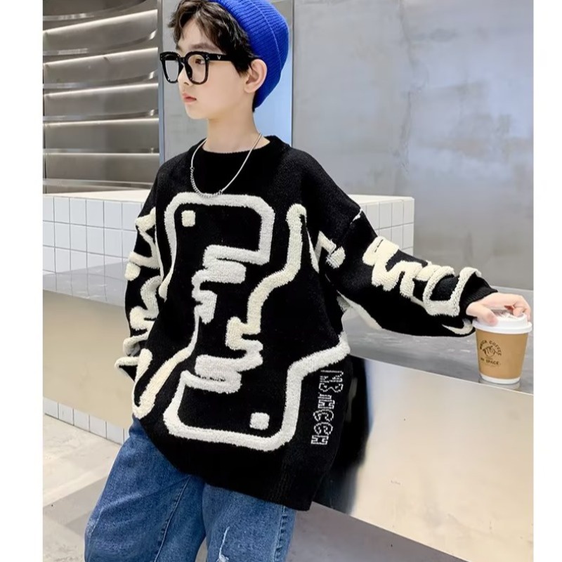 Áo sweater dệt kim dáng rộng thoải mái thời trang cho bé trai 3-15 tuổi 110 - ảnh sản phẩm 5