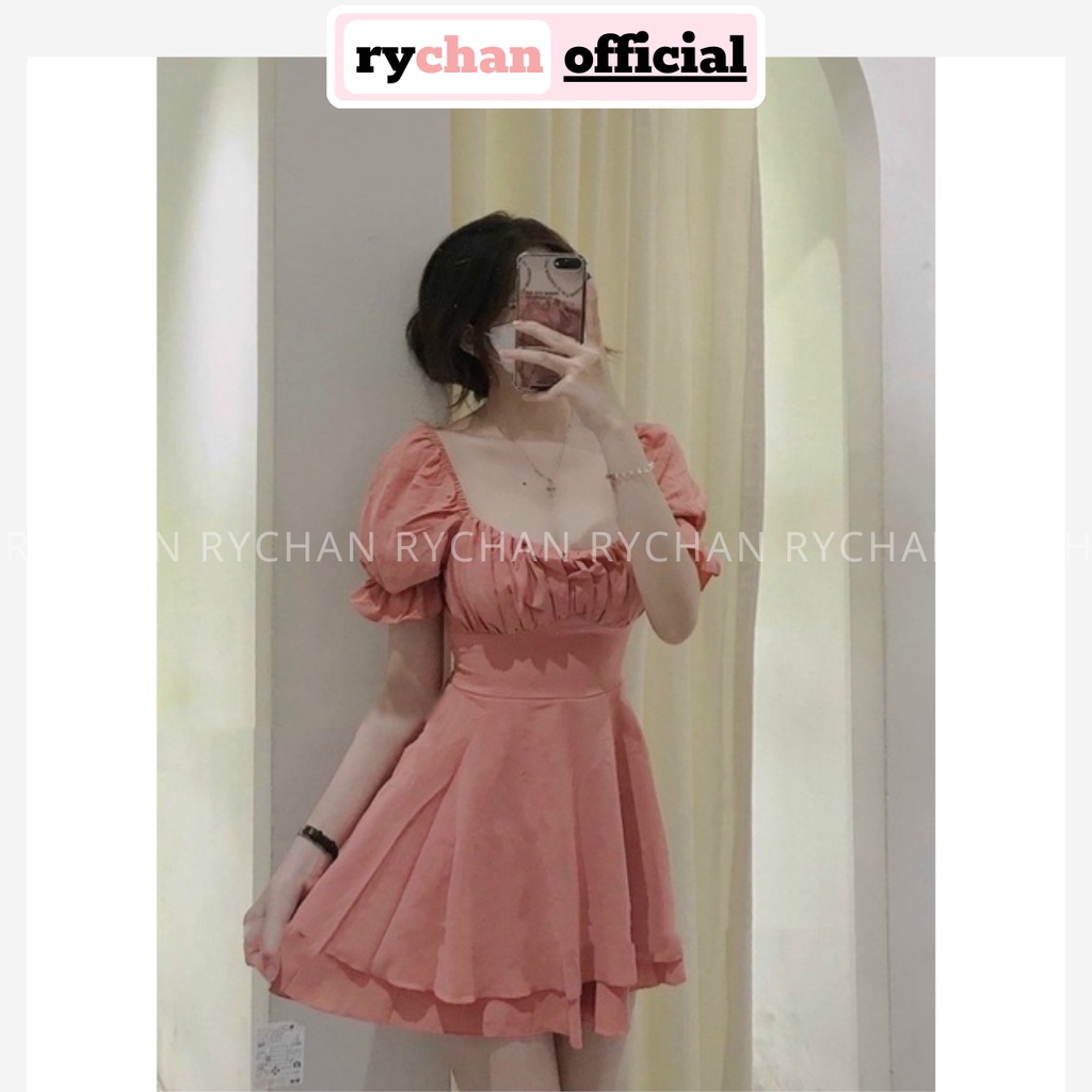 Đầm Nữ Dạo Phố Dáng Ngắn Xòe Tầng Nhúng Ngực Sành Điệu, Đầm Thiết Kế Mang Được Kiểu Trễ Vai Siêu Xinh Màu Hồng - DX150