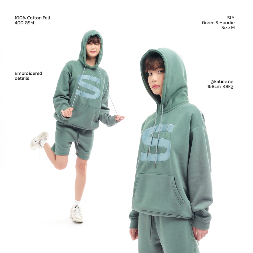 Áo hoodie nỉ bông SLY S Mocha | Green