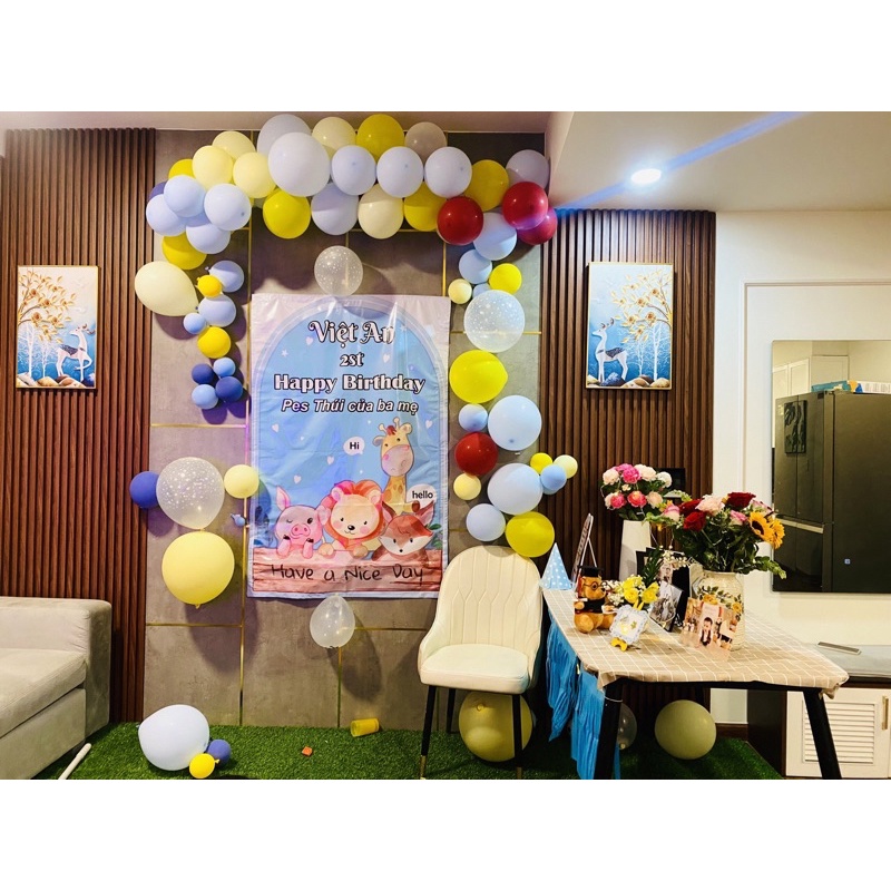 Set Bóng Kèm Backrop Thiết Kế Tên Hàn Quốc tặng bơm keo